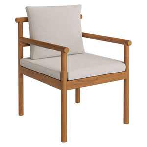 Modway Furniture Eleni Solid Teak Outdoor Dining Chair with Woven Rope Back for Patio Decks Natural Sail EEI-7561-NAT-SAI