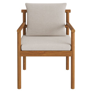 Modway Furniture Eleni Solid Teak Outdoor Dining Chair with Woven Rope Back for Patio Decks Natural Sail EEI-7561-NAT-SAI