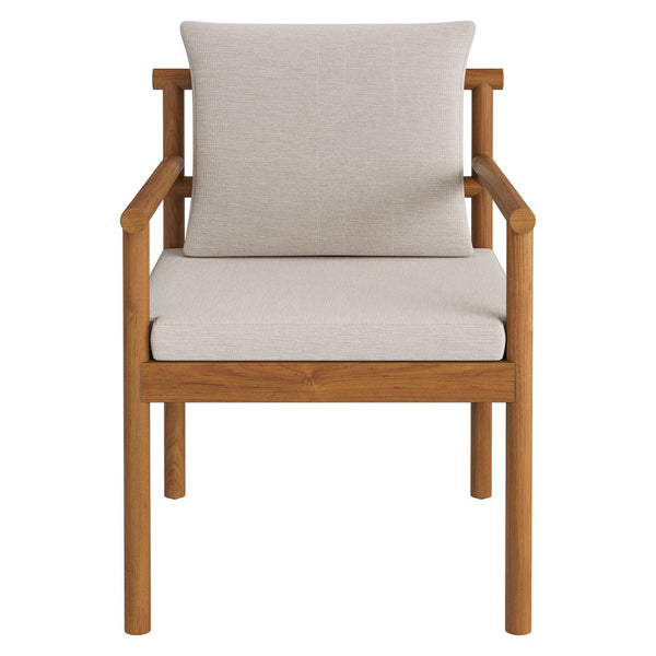 Modway Furniture Eleni Solid Teak Outdoor Dining Set Seats Six with Rope Accent Armchairs Natural Sail EEI-7563-NAT-SAI