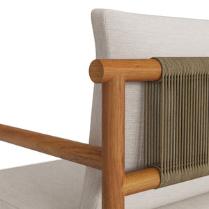 Modway Furniture Eleni Solid Teak Outdoor Dining Chair with Woven Rope Back for Patio Decks Natural Sail EEI-7561-NAT-SAI