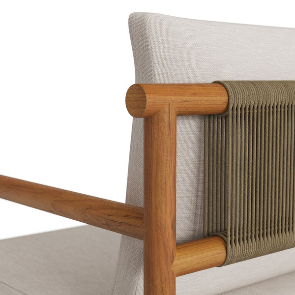 Modway Furniture Eleni Solid Teak Outdoor Dining Chair with Woven Rope Back for Patio Decks Natural Sail EEI-7561-NAT-SAI