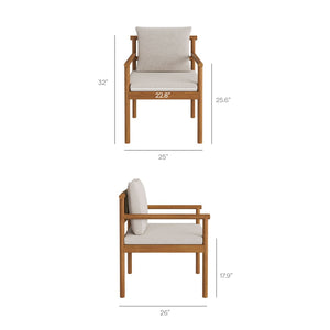 Modway Furniture Eleni Solid Teak Outdoor Dining Chair with Woven Rope Back for Patio Decks Natural Sail EEI-7561-NAT-SAI