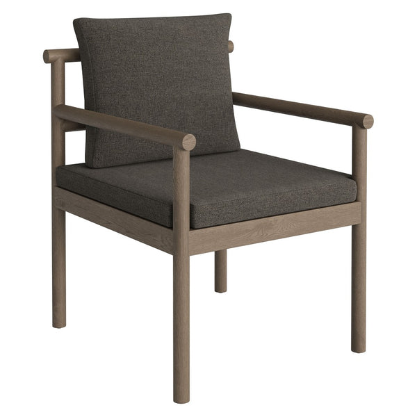 Modway Furniture Eleni Solid Teak Outdoor Dining Chair with Woven Rope Back for Patio Decks Weathered Gray Flint EEI-7561-WGR-FLI