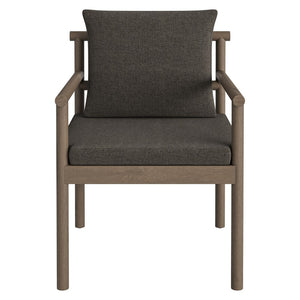 Modway Furniture Eleni Solid Teak Outdoor Dining Chair with Woven Rope Back for Patio Decks Weathered Gray Flint EEI-7561-WGR-FLI