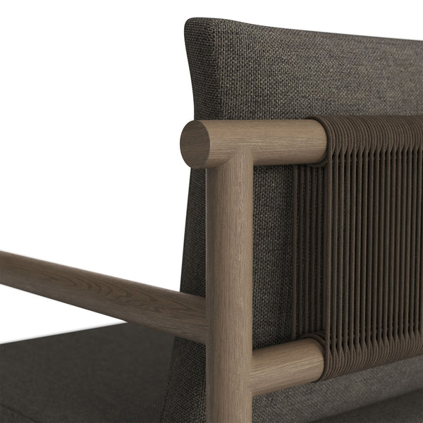Modway Furniture Eleni Solid Teak Outdoor Dining Chair with Woven Rope Back for Patio Decks Weathered Gray Flint EEI-7561-WGR-FLI