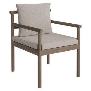 Modway Furniture Eleni Solid Teak Outdoor Dining Chair with Woven Rope Back for Patio Decks Weathered Gray Pebble EEI-7561-WGR-PEB