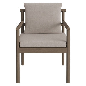 Modway Furniture Eleni Solid Teak Outdoor Dining Chair with Woven Rope Back for Patio Decks Weathered Gray Pebble EEI-7561-WGR-PEB