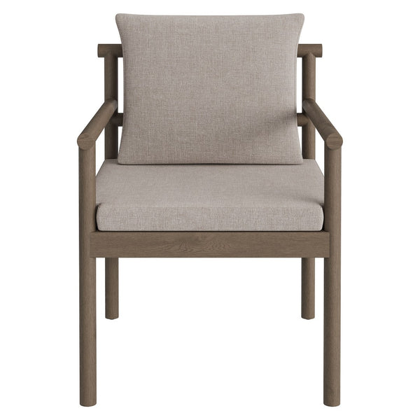 Modway Furniture Eleni Solid Teak Outdoor Dining Chair with Woven Rope Back for Patio Decks Weathered Gray Pebble EEI-7561-WGR-PEB
