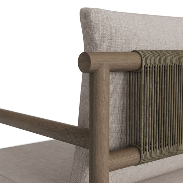 Modway Furniture Eleni Solid Teak Outdoor Dining Chair with Woven Rope Back for Patio Decks Weathered Gray Pebble EEI-7561-WGR-PEB