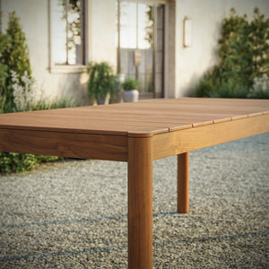 Modway Furniture Eleni Solid Teak Outdoor Dining Table Seats Six with Slatted Top for Patio Decks Natural EEI-7562-NAT