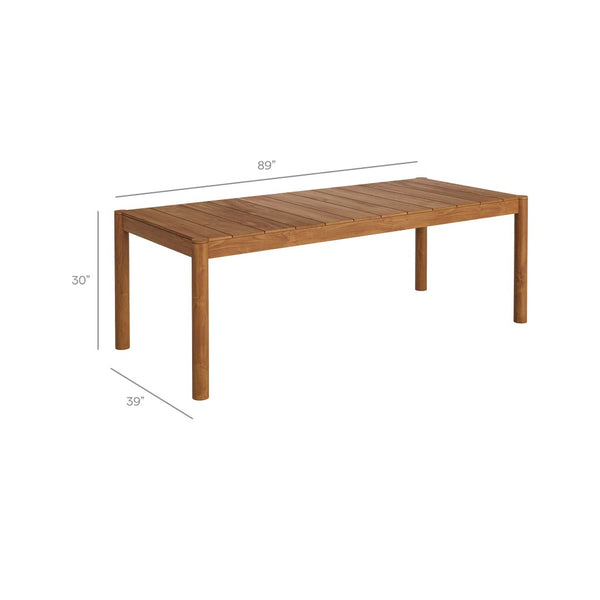 Modway Furniture Eleni Solid Teak Outdoor Dining Table Seats Six with Slatted Top for Patio Decks Natural EEI-7562-NAT
