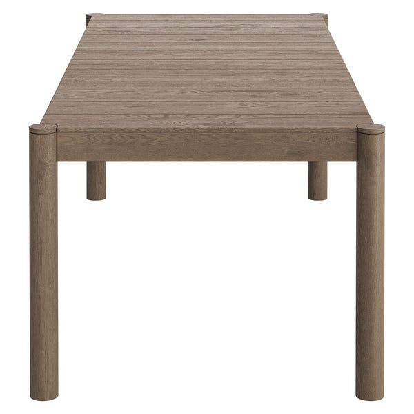 Modway Furniture Eleni Solid Teak Outdoor Dining Set Seats Six with Rope Accent Armchairs Weathered Gray Flint EEI-7563-WGR-FLI