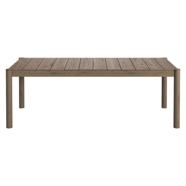 Modway Furniture Eleni Solid Teak Outdoor Dining Table Seats Six with Slatted Top for Patio Decks Weathered Gray EEI-7562-WGR