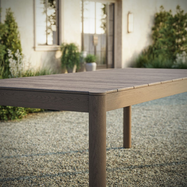 Modway Furniture Eleni Solid Teak Outdoor Dining Table Seats Six with Slatted Top for Patio Decks Weathered Gray EEI-7562-WGR