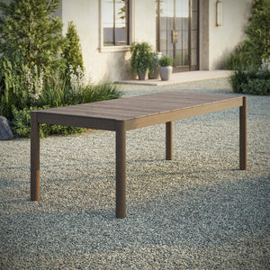 Modway Furniture Eleni Solid Teak Outdoor Dining Table Seats Six with Slatted Top for Patio Decks Weathered Gray EEI-7562-WGR