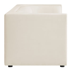 Modway Furniture Hilda Sculptural Curved Velvet Sofa Three Seat Low Profile Contemporary Living Room Alabaster EEI-7564-ALA