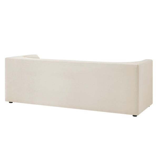 Modway Furniture Hilda Sculptural Curved Velvet Sofa Three Seat Low Profile Contemporary Living Room Alabaster EEI-7564-ALA