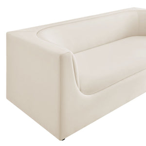 Modway Furniture Hilda Sculptural Curved Velvet Sofa Three Seat Low Profile Contemporary Living Room Alabaster EEI-7564-ALA