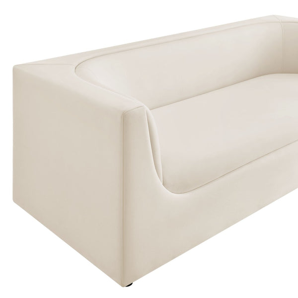 Modway Furniture Hilda Sculptural Curved Velvet Sofa Three Seat Low Profile Contemporary Living Room Alabaster EEI-7564-ALA