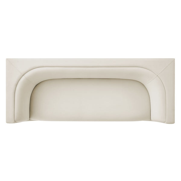 Modway Furniture Hilda Sculptural Curved Velvet Sofa Three Seat Low Profile Contemporary Living Room Alabaster EEI-7564-ALA