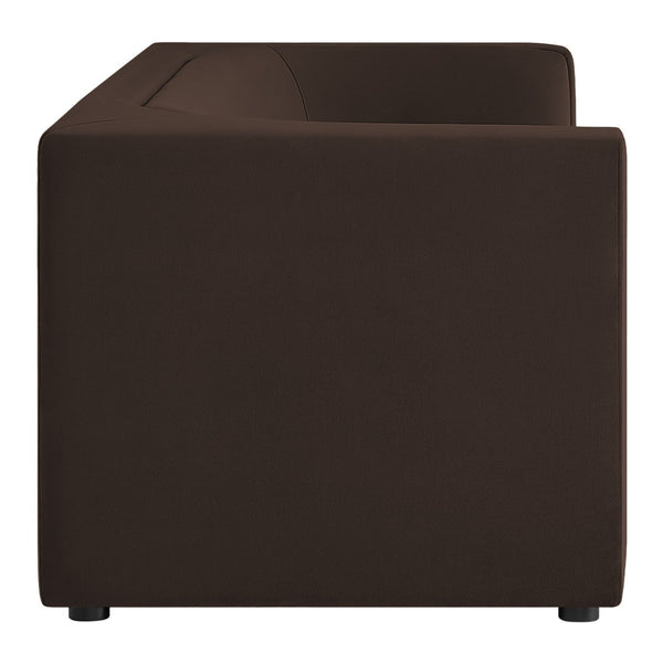 Modway Furniture Hilda Sculptural Curved Velvet Sofa Three Seat Low Profile Contemporary Living Room Chocolate Brown EEI-7564-CHB