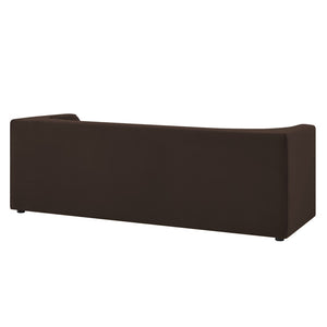 Modway Furniture Hilda Sculptural Curved Velvet Sofa Three Seat Low Profile Contemporary Living Room Chocolate Brown EEI-7564-CHB