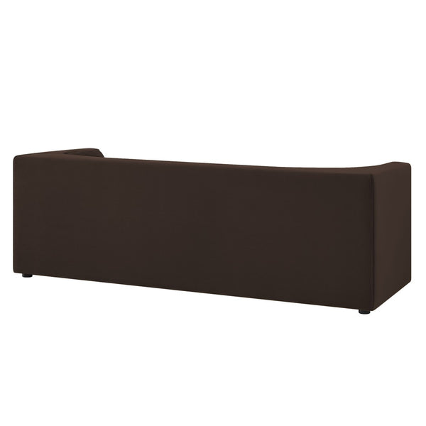 Modway Furniture Hilda Sculptural Curved Velvet Sofa Three Seat Low Profile Contemporary Living Room Chocolate Brown EEI-7564-CHB