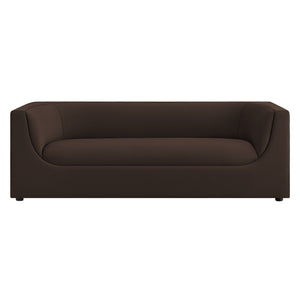 Modway Furniture Hilda Sculptural Curved Velvet Sofa Three Seat Low Profile Contemporary Living Room Chocolate Brown EEI-7564-CHB