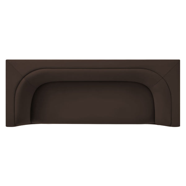 Modway Furniture Hilda Sculptural Curved Velvet Sofa Three Seat Low Profile Contemporary Living Room Chocolate Brown EEI-7564-CHB