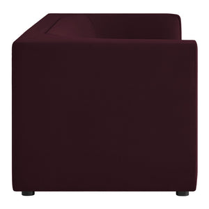 Modway Furniture Hilda Sculptural Curved Velvet Sofa Three Seat Low Profile Contemporary Living Room Mulberry EEI-7564-MUL