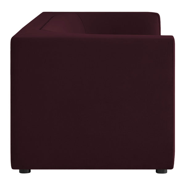 Modway Furniture Hilda Sculptural Curved Velvet Sofa Three Seat Low Profile Contemporary Living Room Mulberry EEI-7564-MUL
