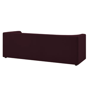 Modway Furniture Hilda Sculptural Curved Velvet Sofa Three Seat Low Profile Contemporary Living Room Mulberry EEI-7564-MUL