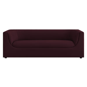Modway Furniture Hilda Sculptural Curved Velvet Sofa Three Seat Low Profile Contemporary Living Room Mulberry EEI-7564-MUL