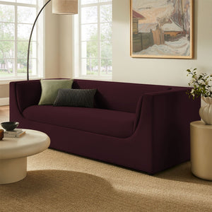 Modway Furniture Hilda Sculptural Curved Velvet Sofa Three Seat Low Profile Contemporary Living Room Mulberry EEI-7564-MUL