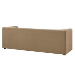 Modway Furniture Hilda Sculptural Curved Velvet Sofa Three Seat Low Profile Contemporary Living Room Taupe EEI-7564-TAU