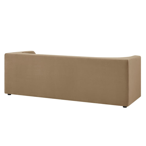 Modway Furniture Hilda Sculptural Curved Velvet Sofa Three Seat Low Profile Contemporary Living Room Taupe EEI-7564-TAU