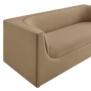 Modway Furniture Hilda Sculptural Curved Velvet Sofa Three Seat Low Profile Contemporary Living Room Taupe EEI-7564-TAU