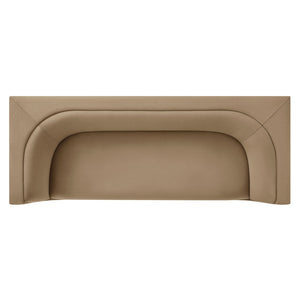 Modway Furniture Hilda Sculptural Curved Velvet Sofa Three Seat Low Profile Contemporary Living Room Taupe EEI-7564-TAU