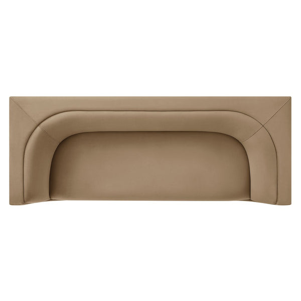 Modway Furniture Hilda Sculptural Curved Velvet Sofa Three Seat Low Profile Contemporary Living Room Taupe EEI-7564-TAU