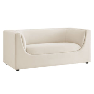 Modway Furniture Hilda Sculptural Performance Velvet Loveseat with Curved Wraparound Back for Modern Living Alabaster EEI-7565-ALA