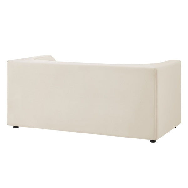 Modway Furniture Hilda Sculptural Performance Velvet Loveseat with Curved Wraparound Back for Modern Living Alabaster EEI-7565-ALA