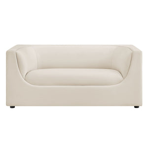 Modway Furniture Hilda Sculptural Performance Velvet Loveseat with Curved Wraparound Back for Modern Living Alabaster EEI-7565-ALA