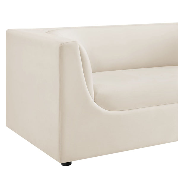 Modway Furniture Hilda Sculptural Performance Velvet Loveseat with Curved Wraparound Back for Modern Living Alabaster EEI-7565-ALA