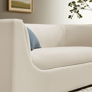 Modway Furniture Hilda Sculptural Performance Velvet Loveseat with Curved Wraparound Back for Modern Living Alabaster EEI-7565-ALA