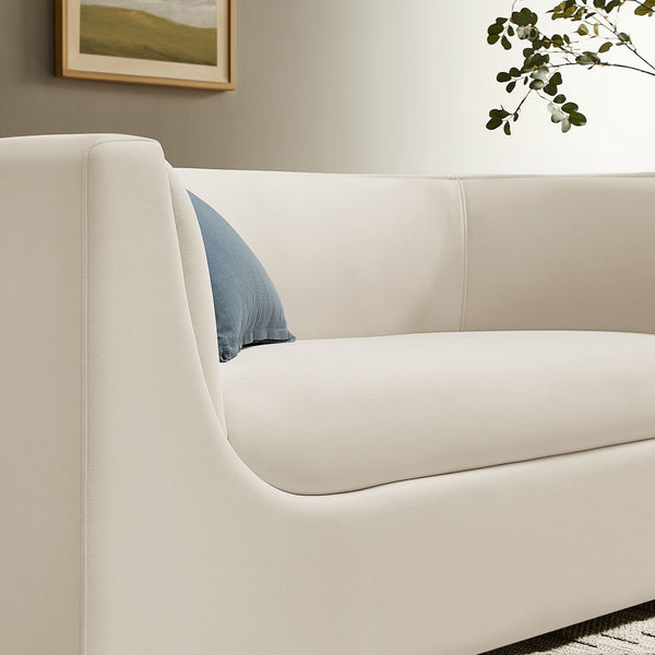 Modway Furniture Hilda Sculptural Performance Velvet Loveseat with Curved Wraparound Back for Modern Living Alabaster EEI-7565-ALA