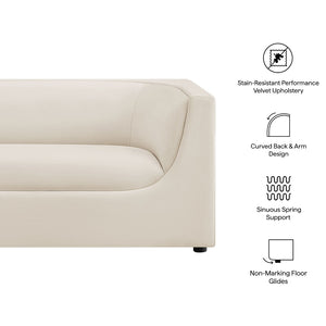 Modway Furniture Hilda Sculptural Performance Velvet Loveseat with Curved Wraparound Back for Modern Living Alabaster EEI-7565-ALA
