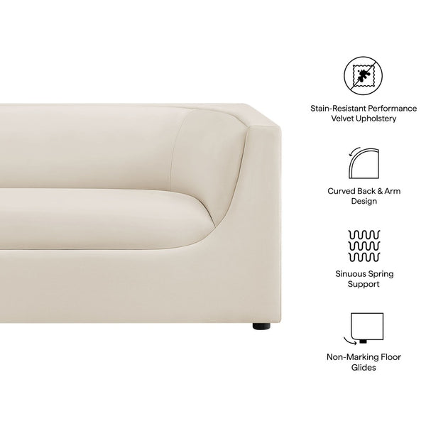 Modway Furniture Hilda Sculptural Performance Velvet Loveseat with Curved Wraparound Back for Modern Living Alabaster EEI-7565-ALA