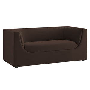 Modway Furniture Hilda Sculptural Performance Velvet Loveseat with Curved Wraparound Back for Modern Living Chocolate Brown EEI-7565-CHB