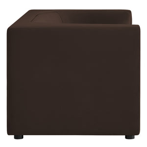 Modway Furniture Hilda Sculptural Performance Velvet Loveseat with Curved Wraparound Back for Modern Living Chocolate Brown EEI-7565-CHB