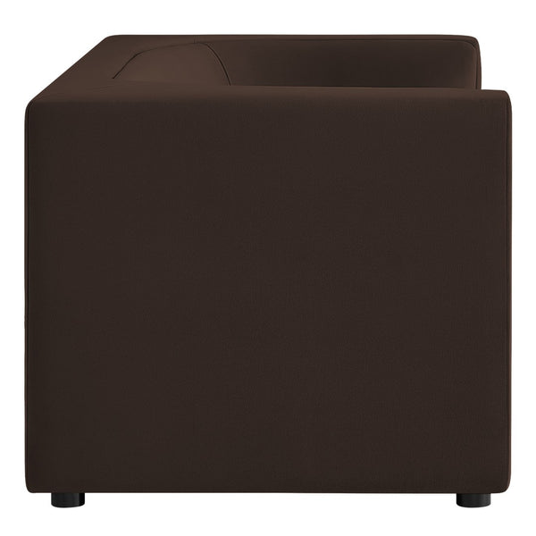 Modway Furniture Hilda Sculptural Performance Velvet Loveseat with Curved Wraparound Back for Modern Living Chocolate Brown EEI-7565-CHB